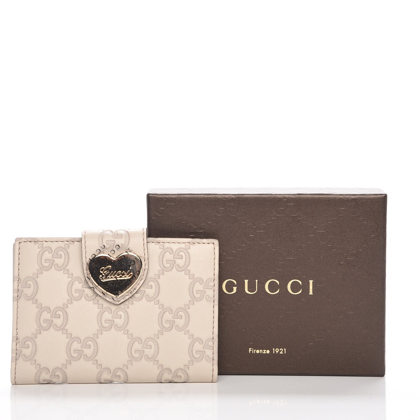 Guccissima Heart Travel Wallet Off White