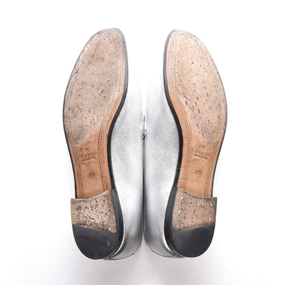 Gucci Metallic Nappa Womens Jordaan Loafers 40 Argento 9 of 13