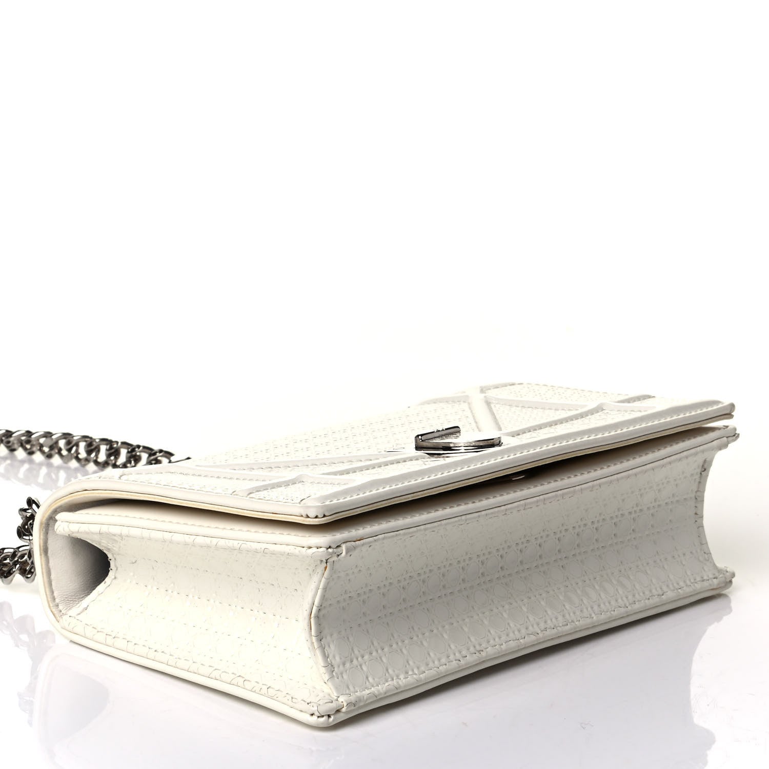 Christian Dior Patent Micro-Cannage Mini Diorama Flap Bag White 4 of 8