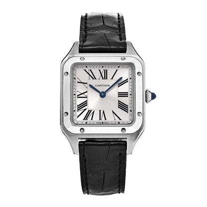 Cartier Stainless Steel Alligator 27.5mm Santos Dumont Quartz Watch 1 of 9