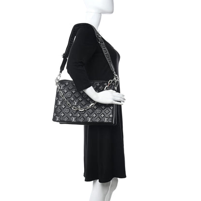 Louis Vuitton Lambskin Embossed Monogram Coussin MM Black Gray 2 of 11