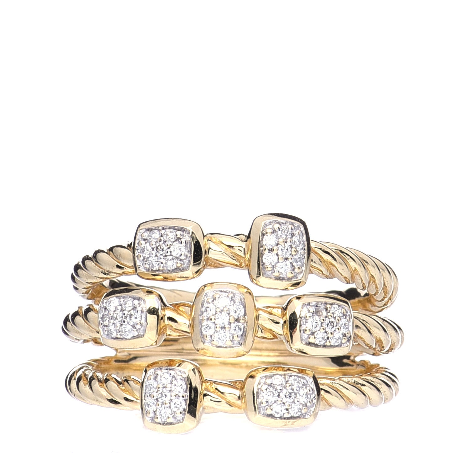 18K Yellow Gold Diamond Three Row Confetti Ring 54 7