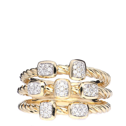 David Yurman 18K Yellow Gold Diamond Three Row Confetti Ring 54 7 1 of 6