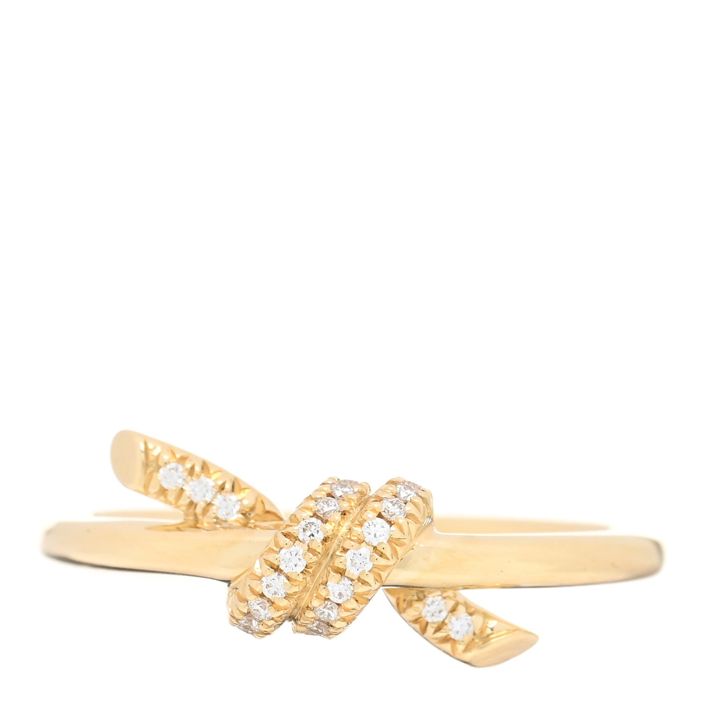 18K Yellow Gold Diamond Small Knot Ring 49 4.75