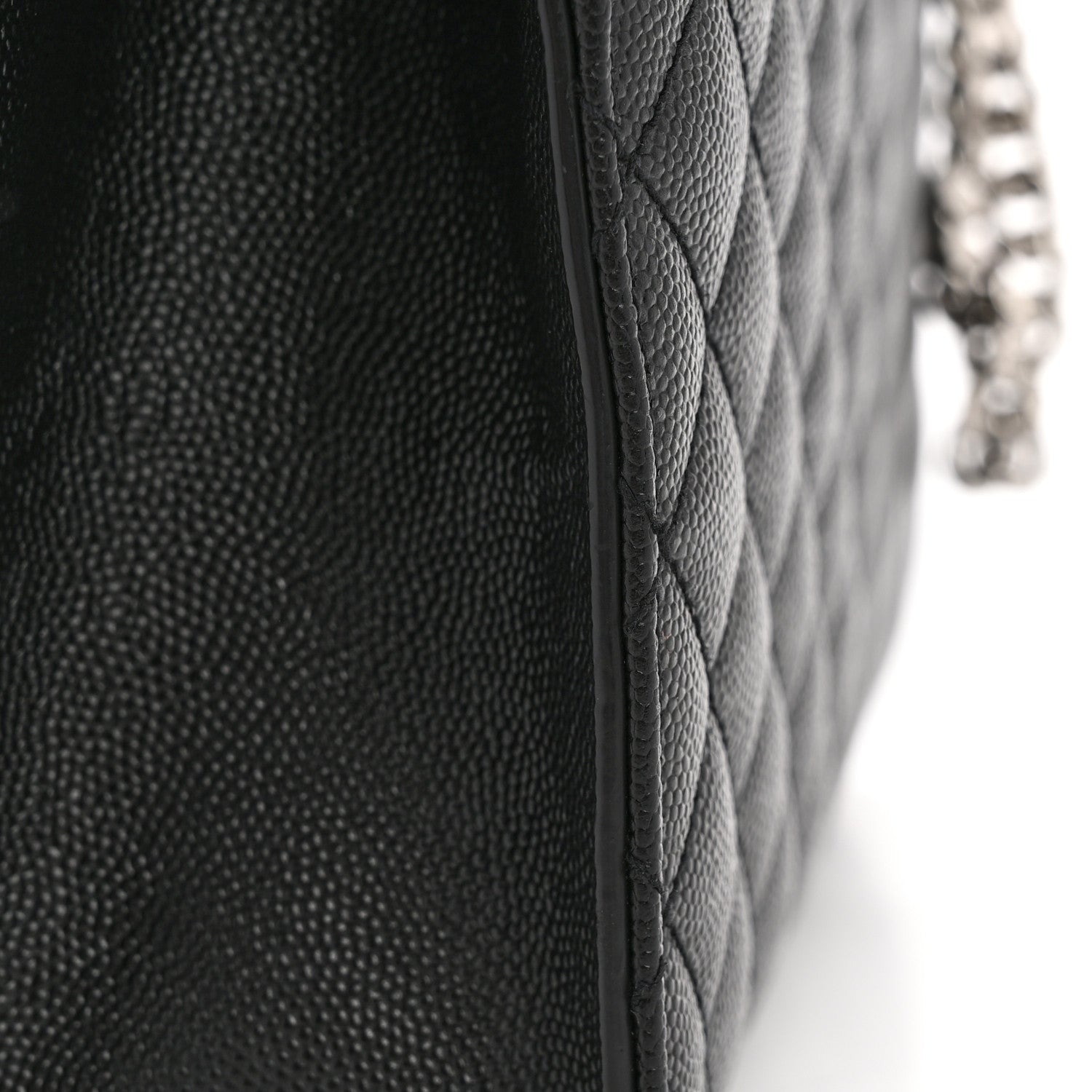 Saint Laurent Grain De Poudre Textured Mixed Matelasse Triquilt Medium Monogram Satchel Black 12 of 12