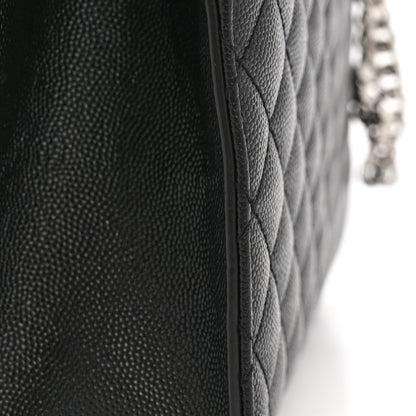 Saint Laurent Grain De Poudre Textured Mixed Matelasse Triquilt Medium Monogram Satchel Black 12 of 12