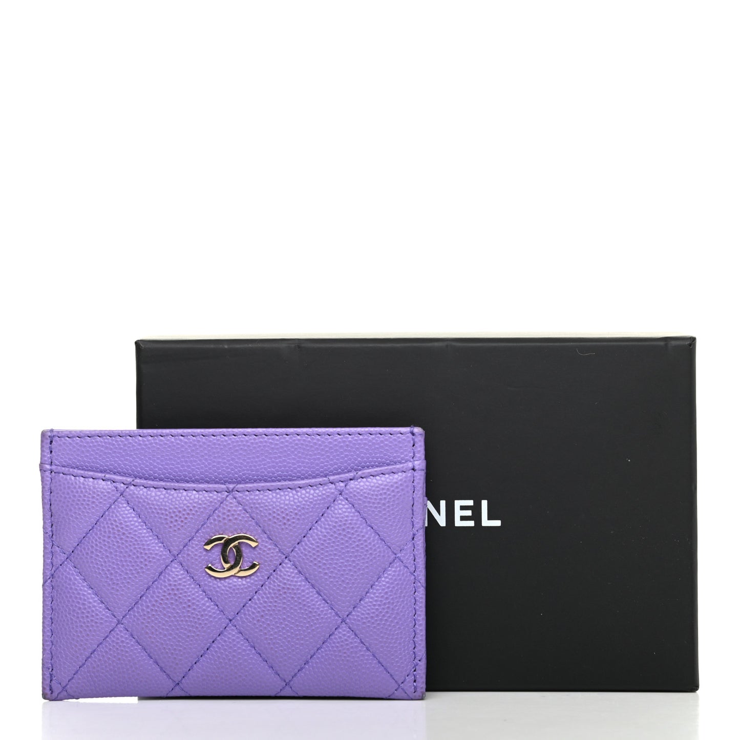 Caviar Quilted Card Holder Purple