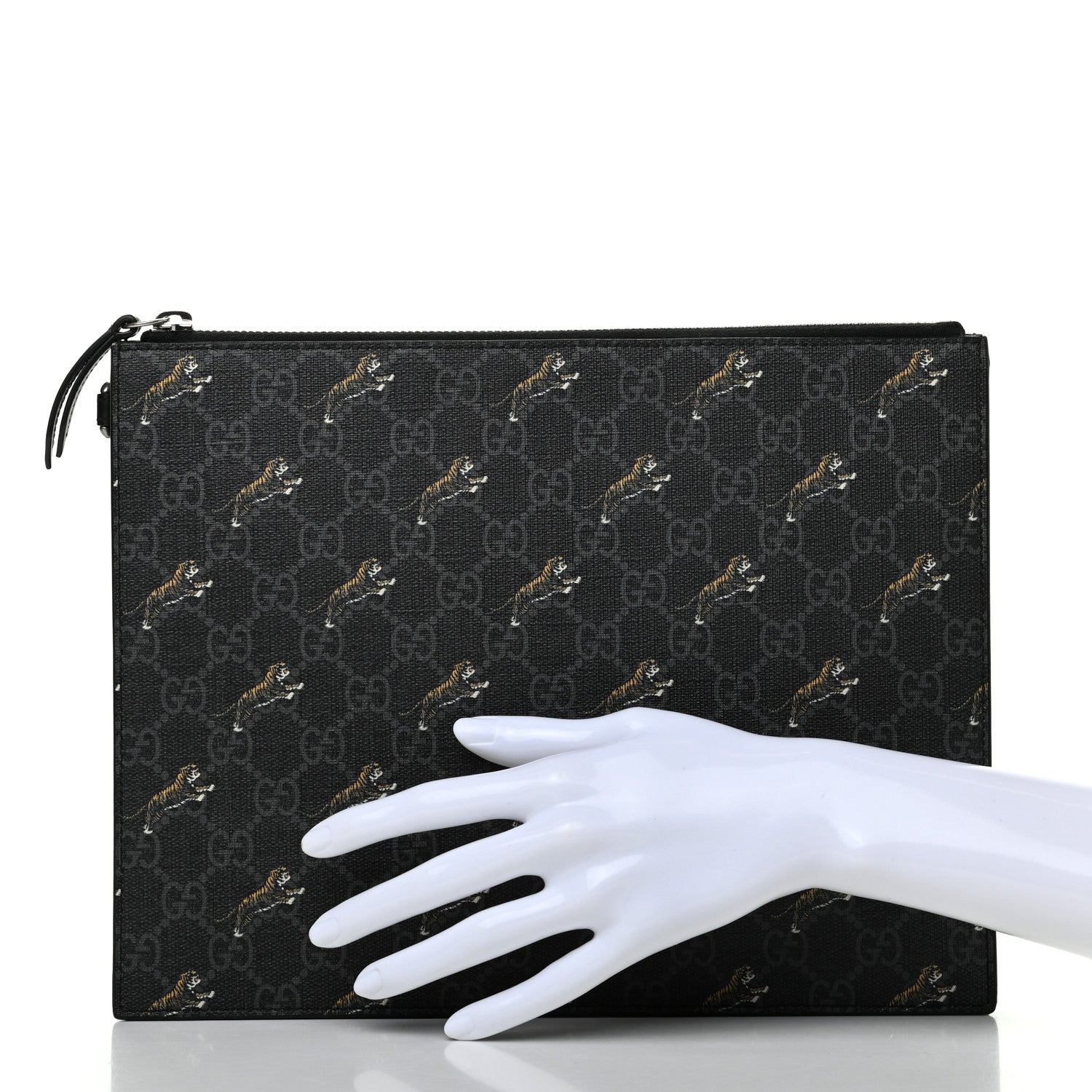 Gucci GG Supreme Monogram Tigers Zip Pouch Black Multicolor 2 of 8