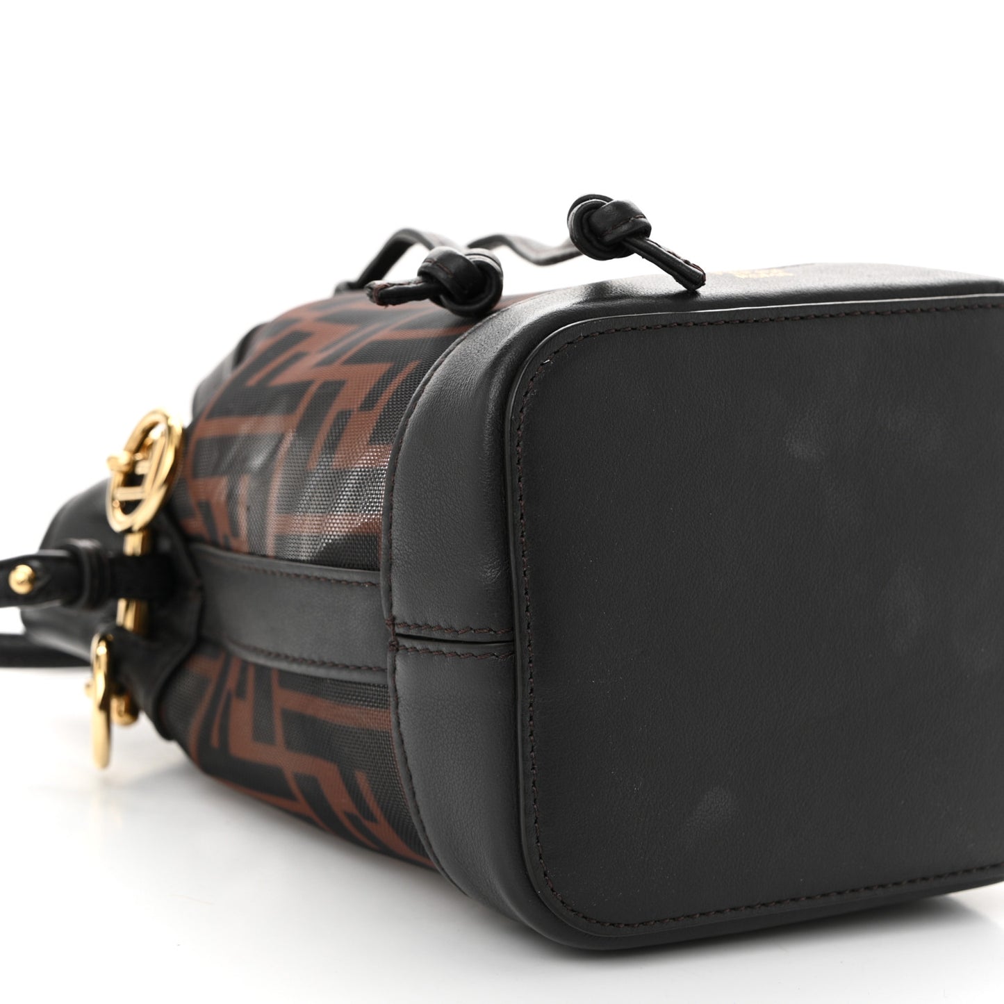 Mesh Vitello Grace F is Fendi FF 1974 Mini Mon Tresor Bucket Bag Marrone Black Ebano