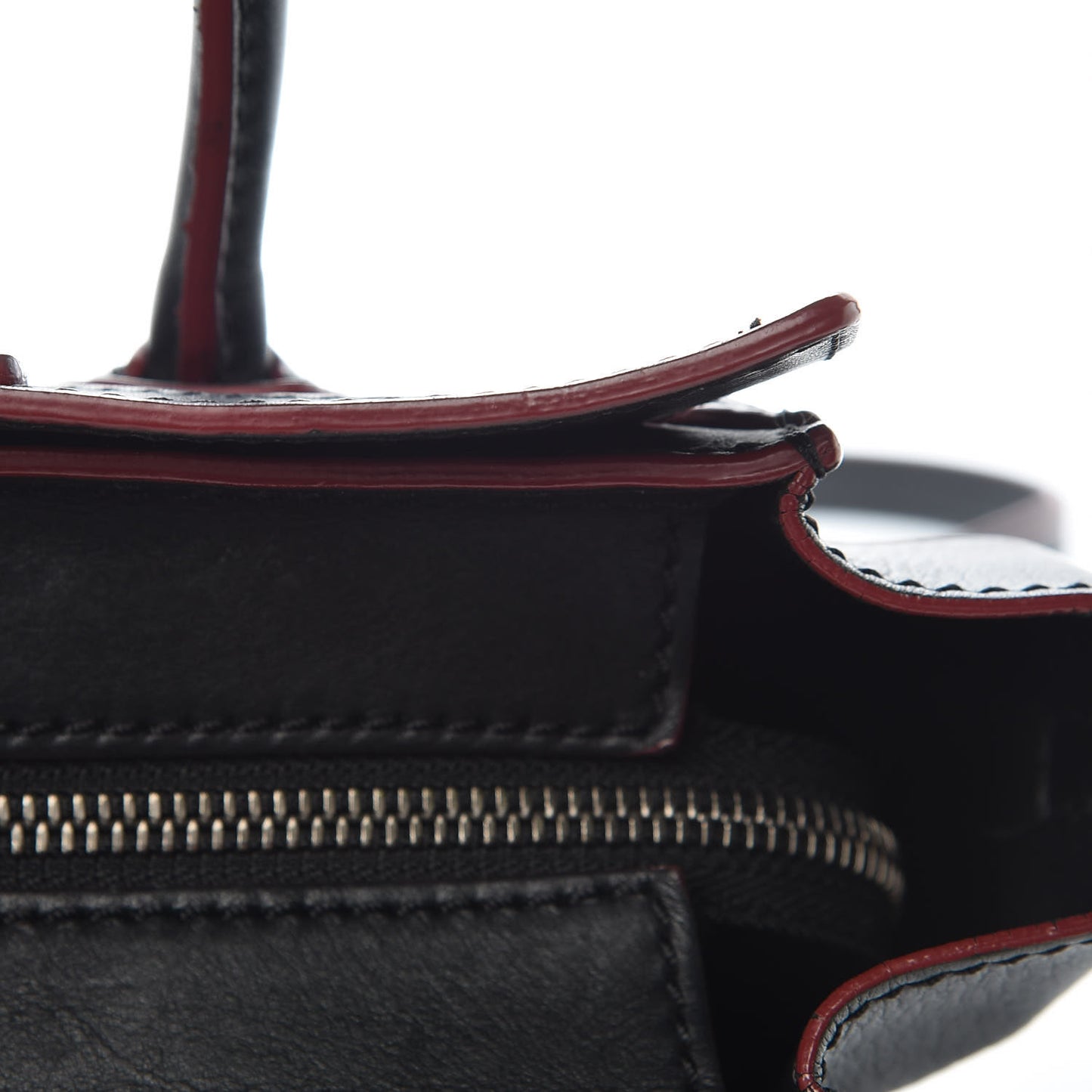 Smooth Calfskin Nano Luggage Black Red