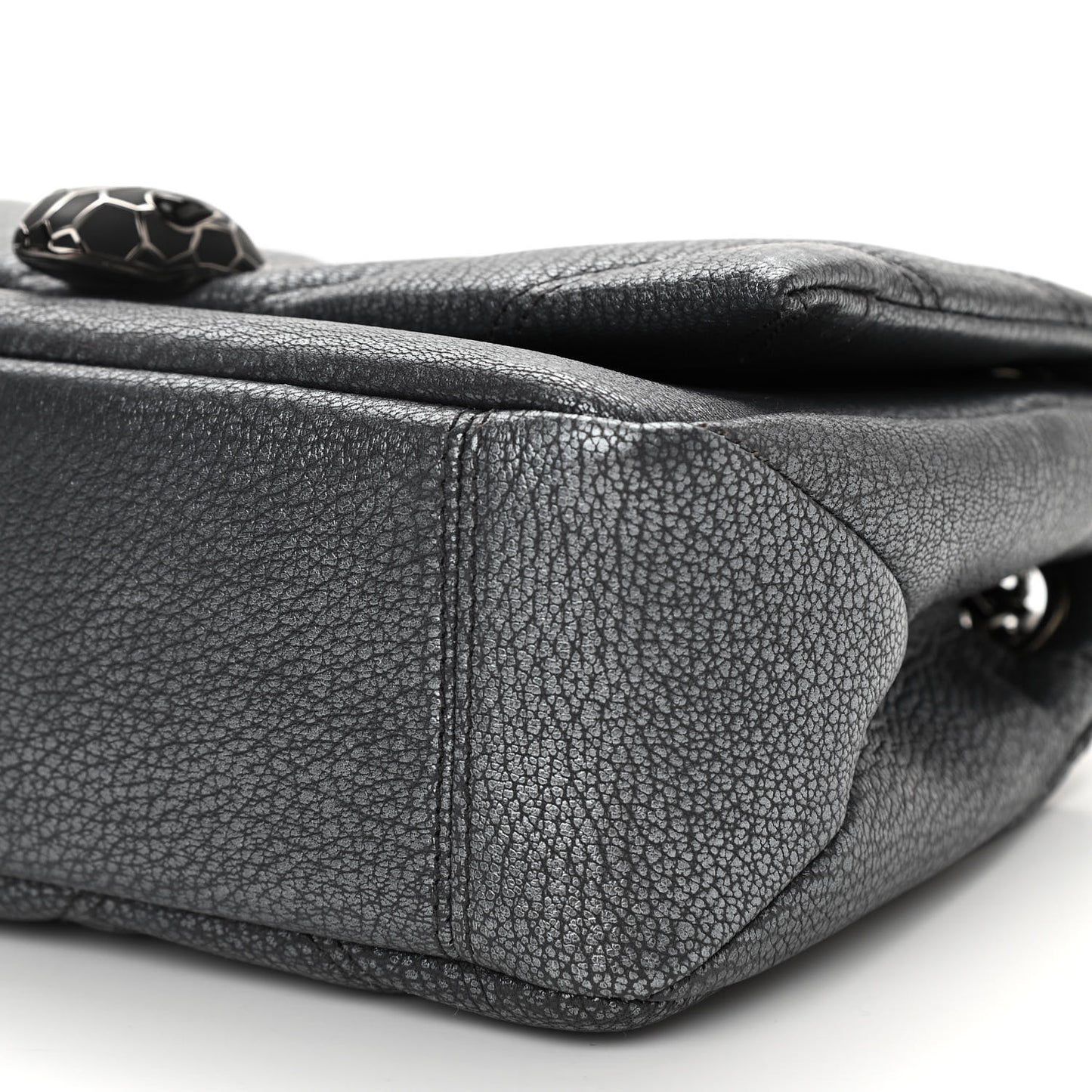 Diamond Goatskin Matelasse Mini Serpenti Cabochon Crossbody Charcoal