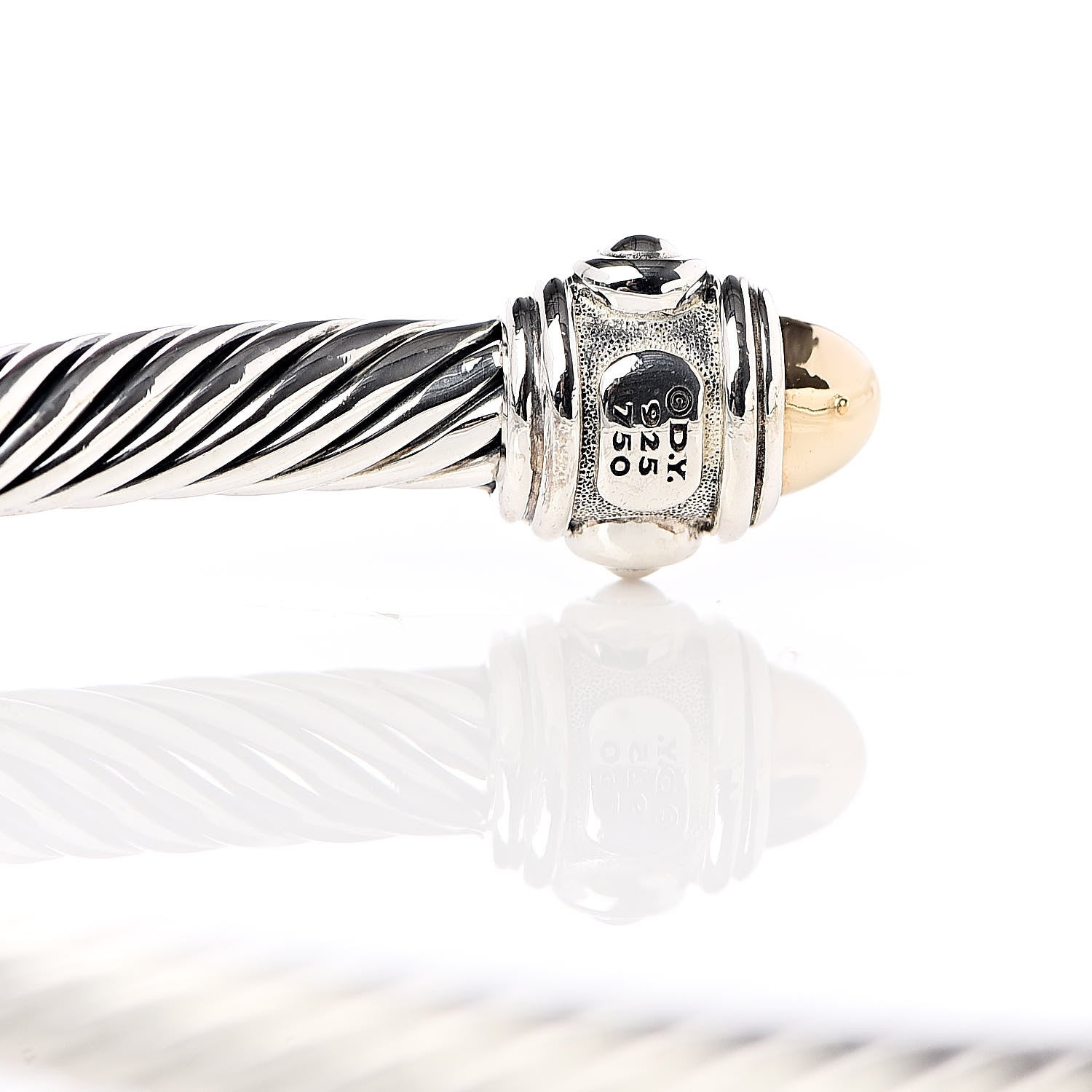David Yurman Sterling Silver 18K Yellow Gold 3.5mm Cable Renaissance Bracelet 4 of 4
