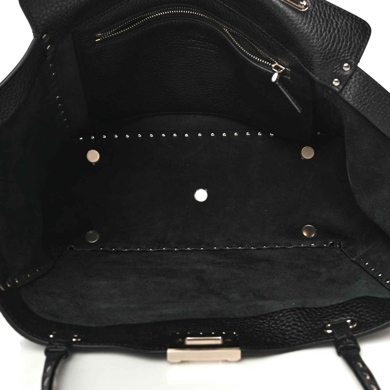 Valentino Garavani Pebbled Calfskin Medium Rockstud Tote Black 5 of 10