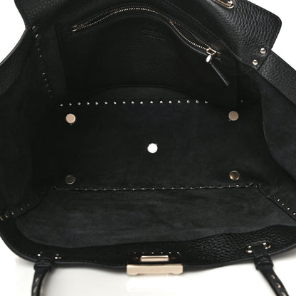 Valentino Garavani Pebbled Calfskin Medium Rockstud Tote Black 5 of 10