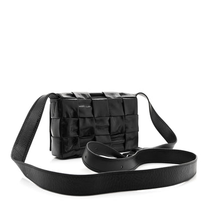 Bottega Veneta Paper Calfskin Maxi Intrecciato Small Cassette Crossbody Bag Black 3 of 12