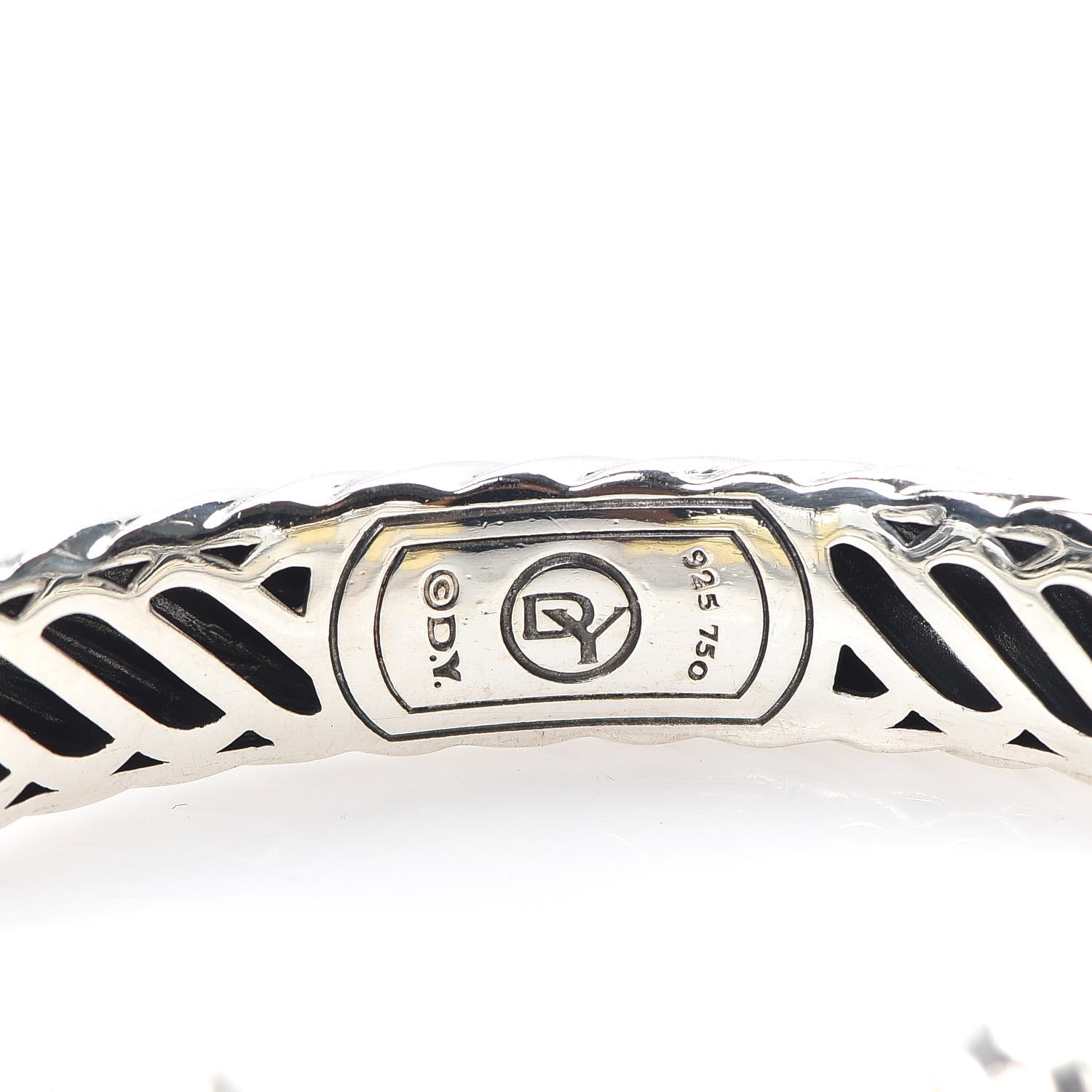 David Yurman Sterling Silver 18K Yellow Gold 10mm Waverly Bracelet 4 of 4