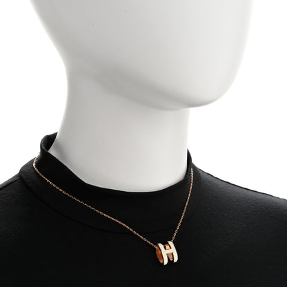Hermes Lacquered Rose Gold Pop H Pendant Necklace White 2 of 8