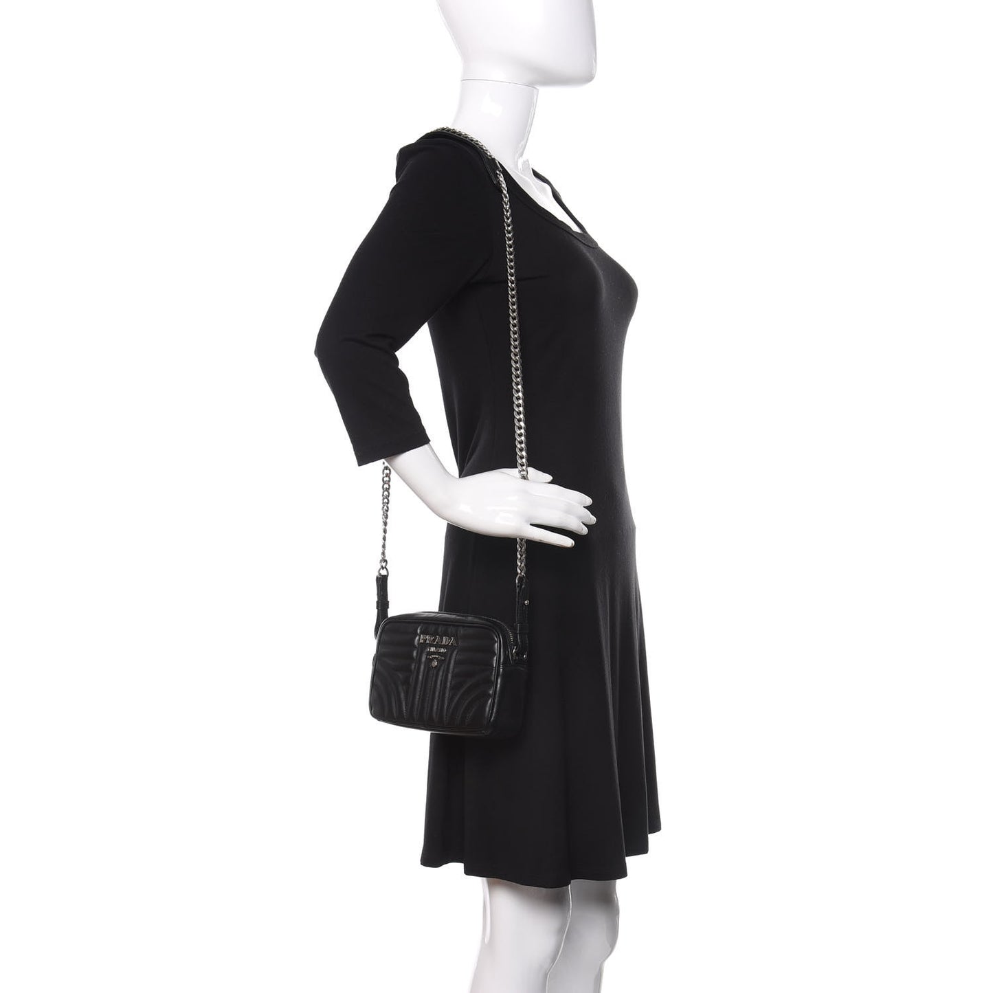 Soft Calfskin Diagramme Crossbody Bag Black