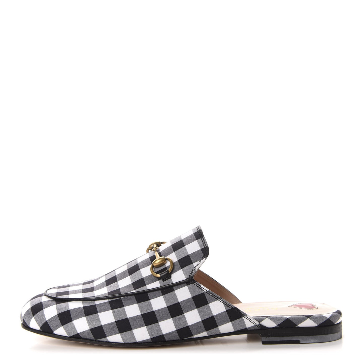 Cotton Gingham Womens Princetown Slippers 37.5 White Black