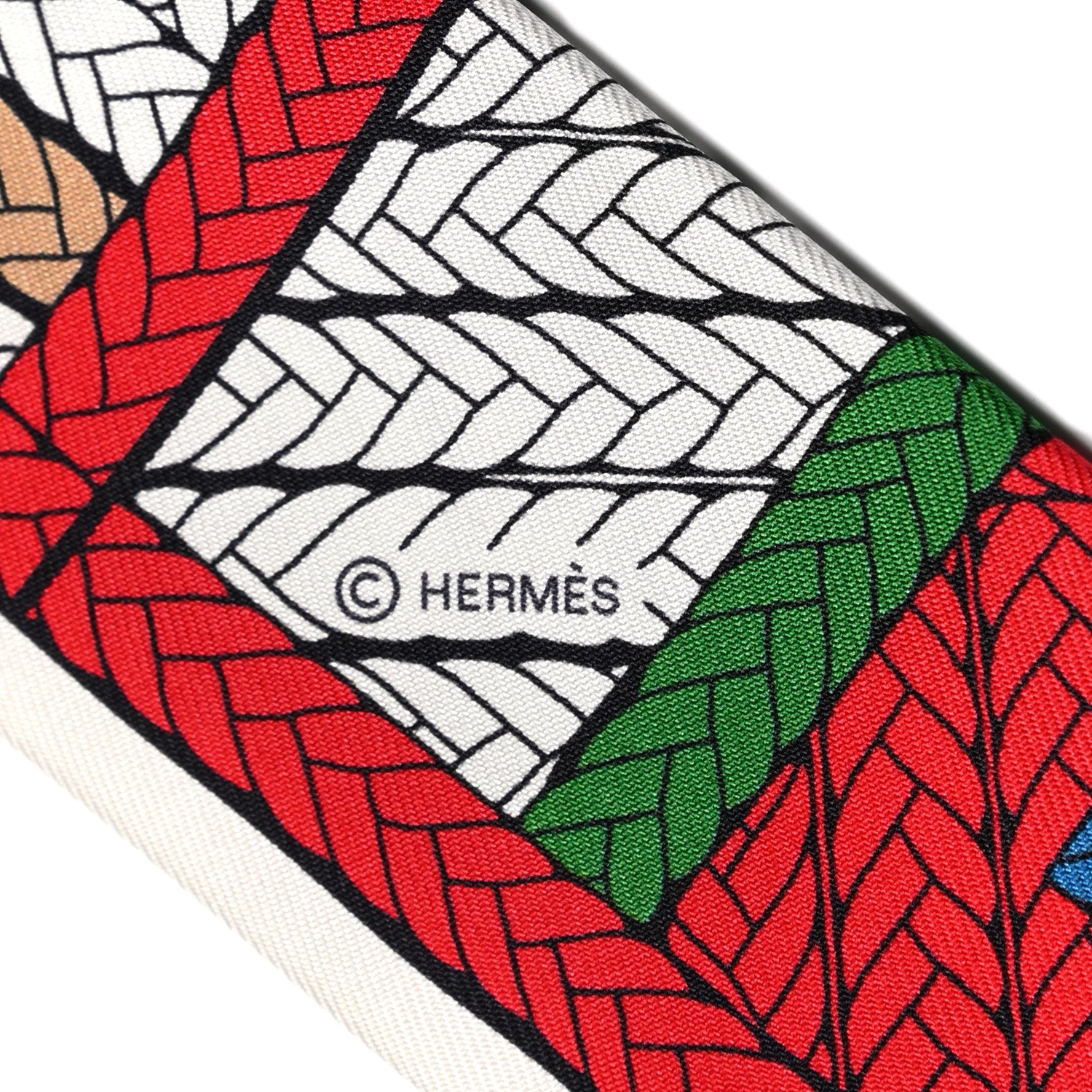 Hermes Silk Tresses H Twilly Rouge White Vert 3 of 4