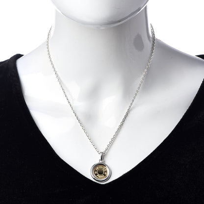 Hermes Sterling Silver 18K Yellow Gold Clou De Selle Pendant Necklace 2 of 4
