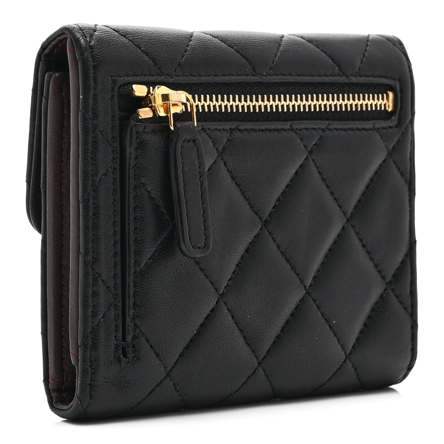 Chanel Lambskin Quilted Compact Flap Wallet Black 3 of 12