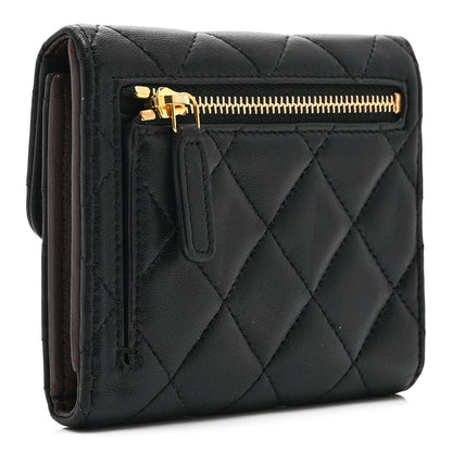 Chanel Lambskin Quilted Compact Flap Wallet Black 3 of 12