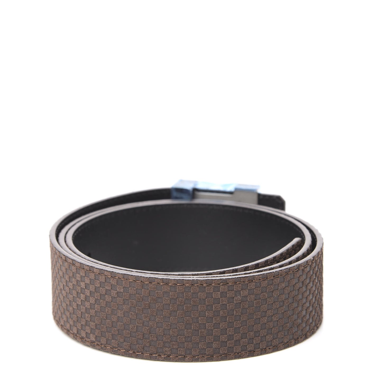 Suede Calfskin Mini Damier 40mm LV Initiales Belt 95 38 Moka