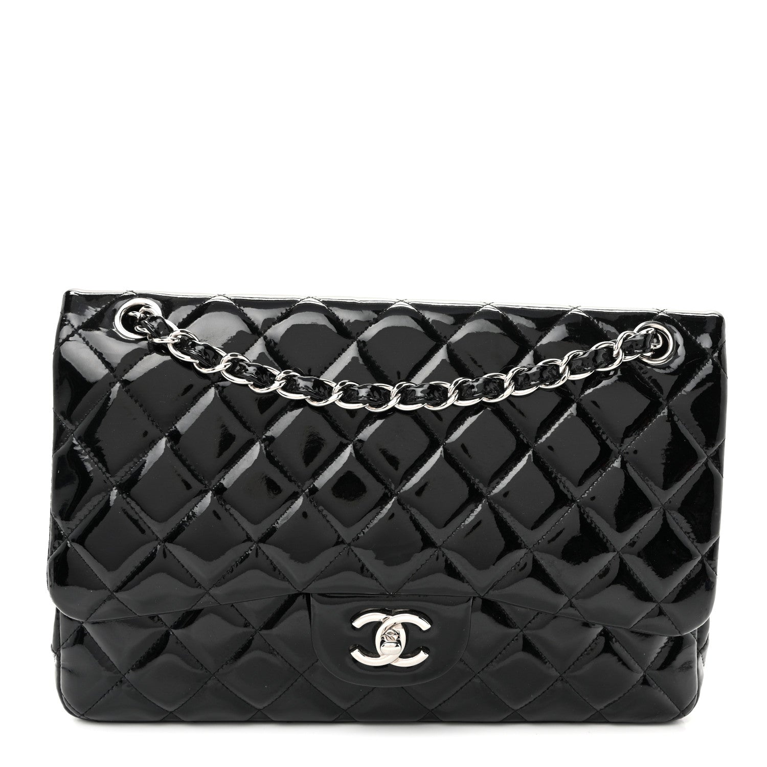 Chanel Patent Quilted Jumbo Double Flap Black 2 of 19