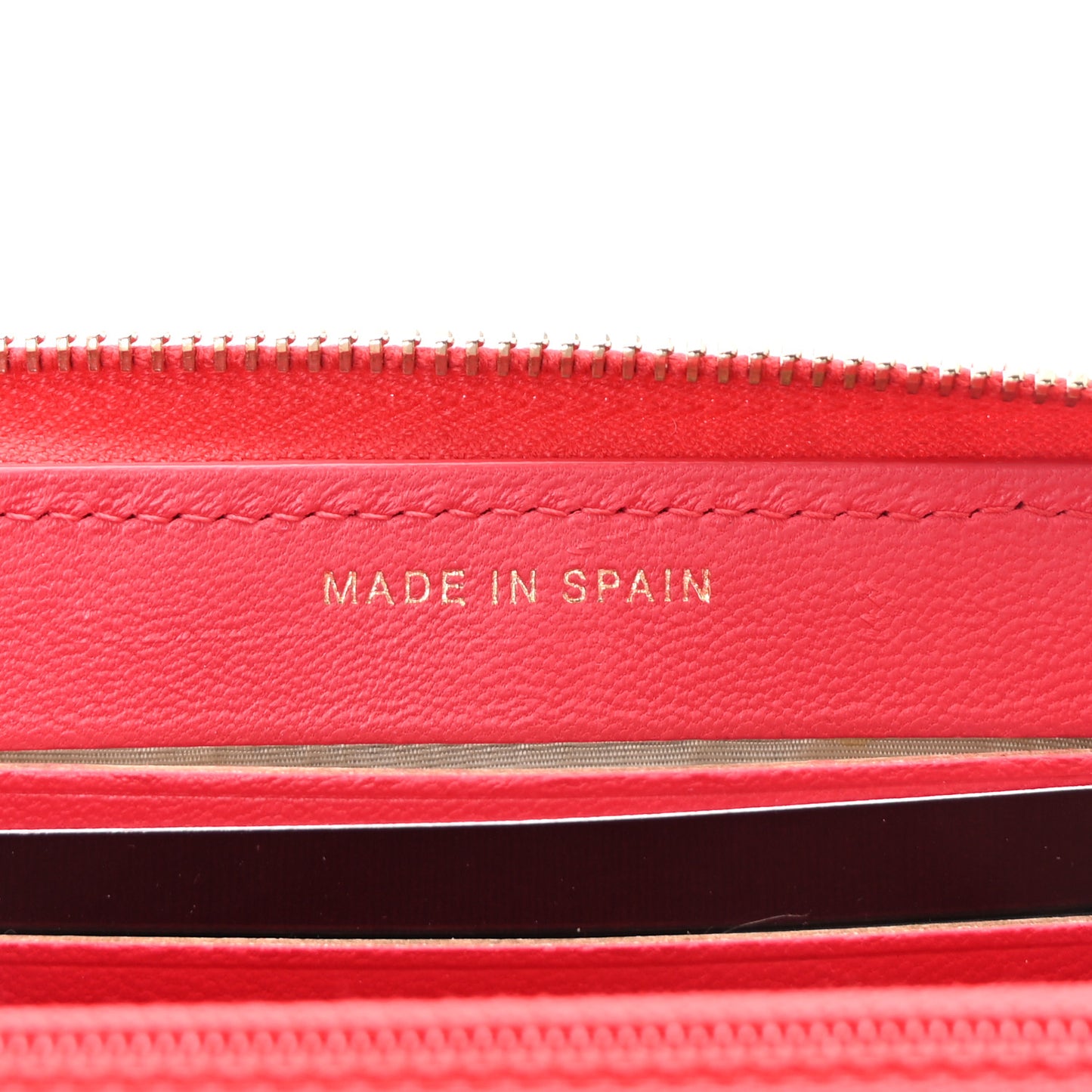 Lambskin Quilted Small Zip Around Wallet Red