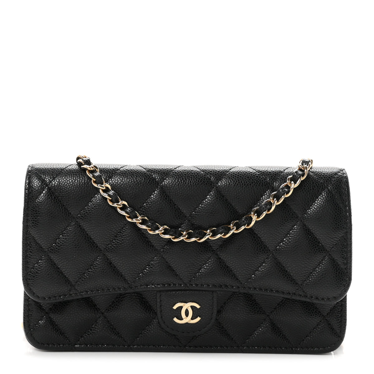 Chanel Caviar Quilted Flap Phone Holder With Chain Black 1 of 12