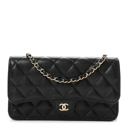 Chanel Caviar Quilted Flap Phone Holder With Chain Black 1 of 12