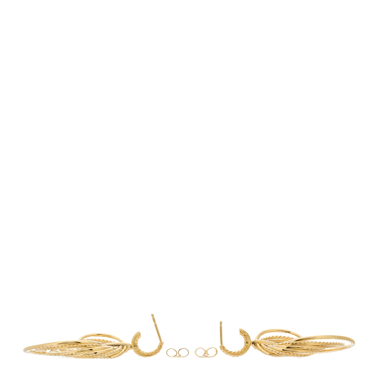 18K Yellow Gold Diamond Origami Drop Earrings