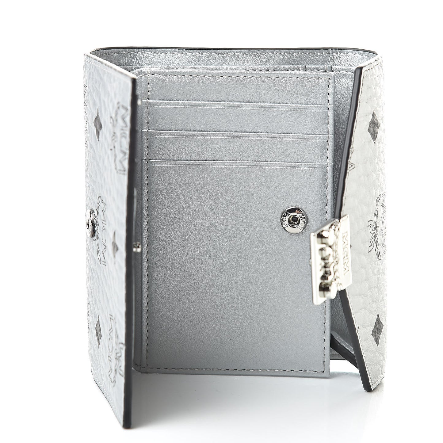 Metallic Visetos Compact Wallet Silver