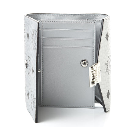 MCM Metallic Visetos Compact Wallet Silver 5 of 8
