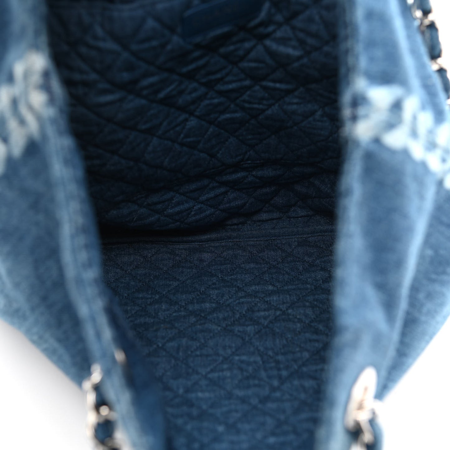 Denim Printed Shopping Bag Blue