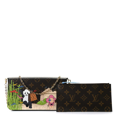 Louis Vuitton Monogram 2021 Christmas Animation China Wall Pochette Felicie Chain Wallet Blue 4 of 10