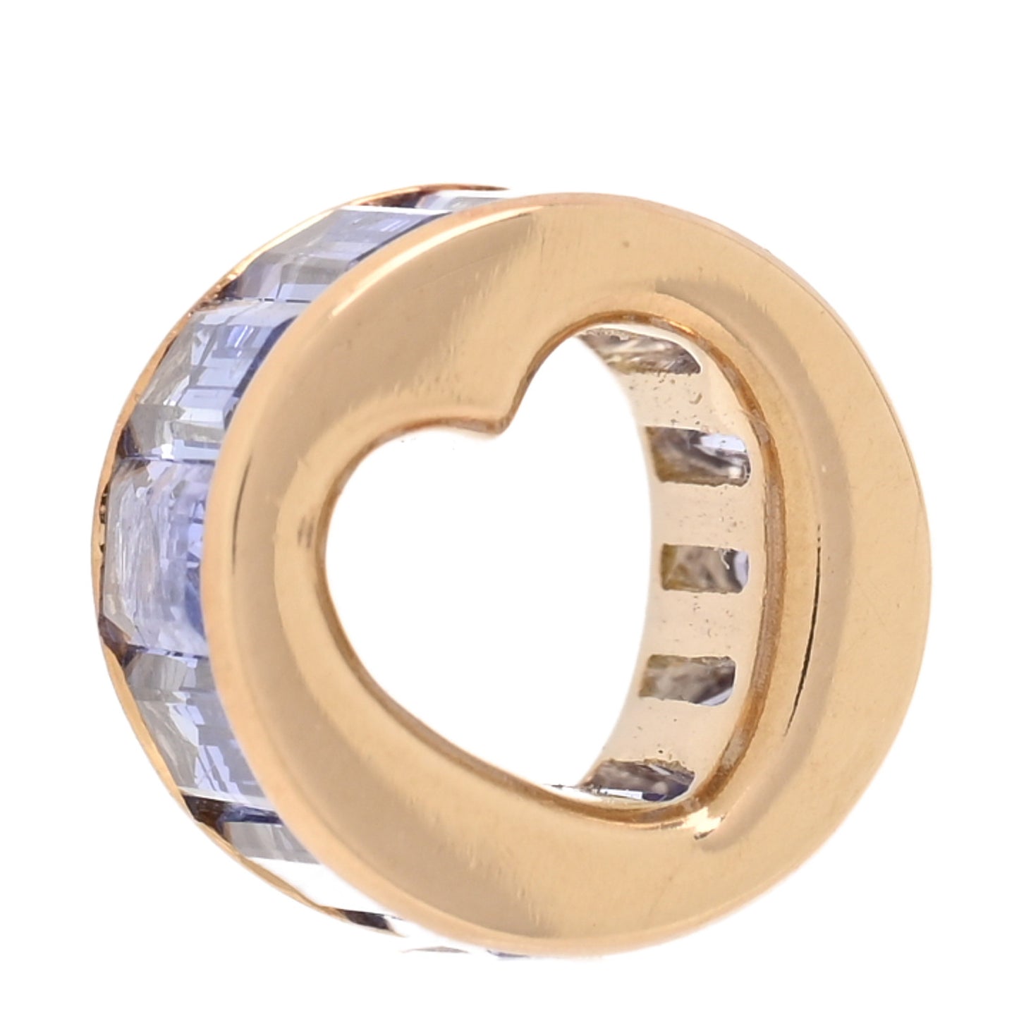 18K Yellow Gold Tanzanite True Love Baguette Heart Beat Pendant