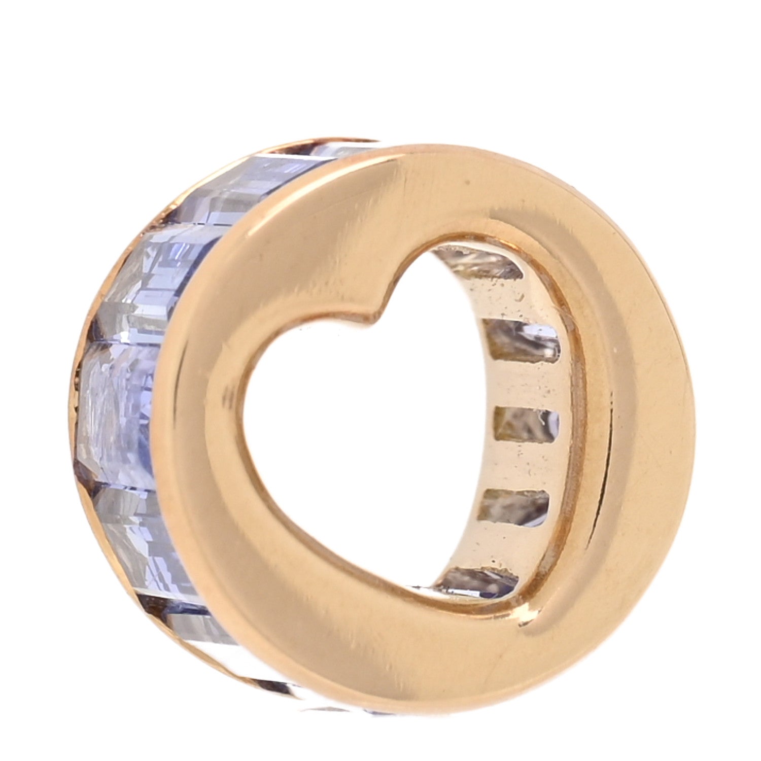 Foundrae 18K Yellow Gold Tanzanite True Love Baguette Heart Beat Pendant 1 of 5
