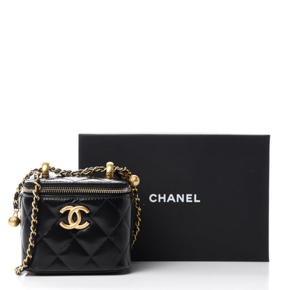 Chanel Calfskin Quilted Mini Perfect Fit Vanity Case With Chain Black 11 of 11