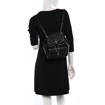 Chanel Lambskin Quilted Large Duma Drawstring Backpack Black 2 of 12