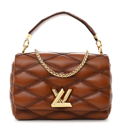 Louis Vuitton Lambskin Malletage Top Handle GO-14 MM Toast Tan 1 of 12