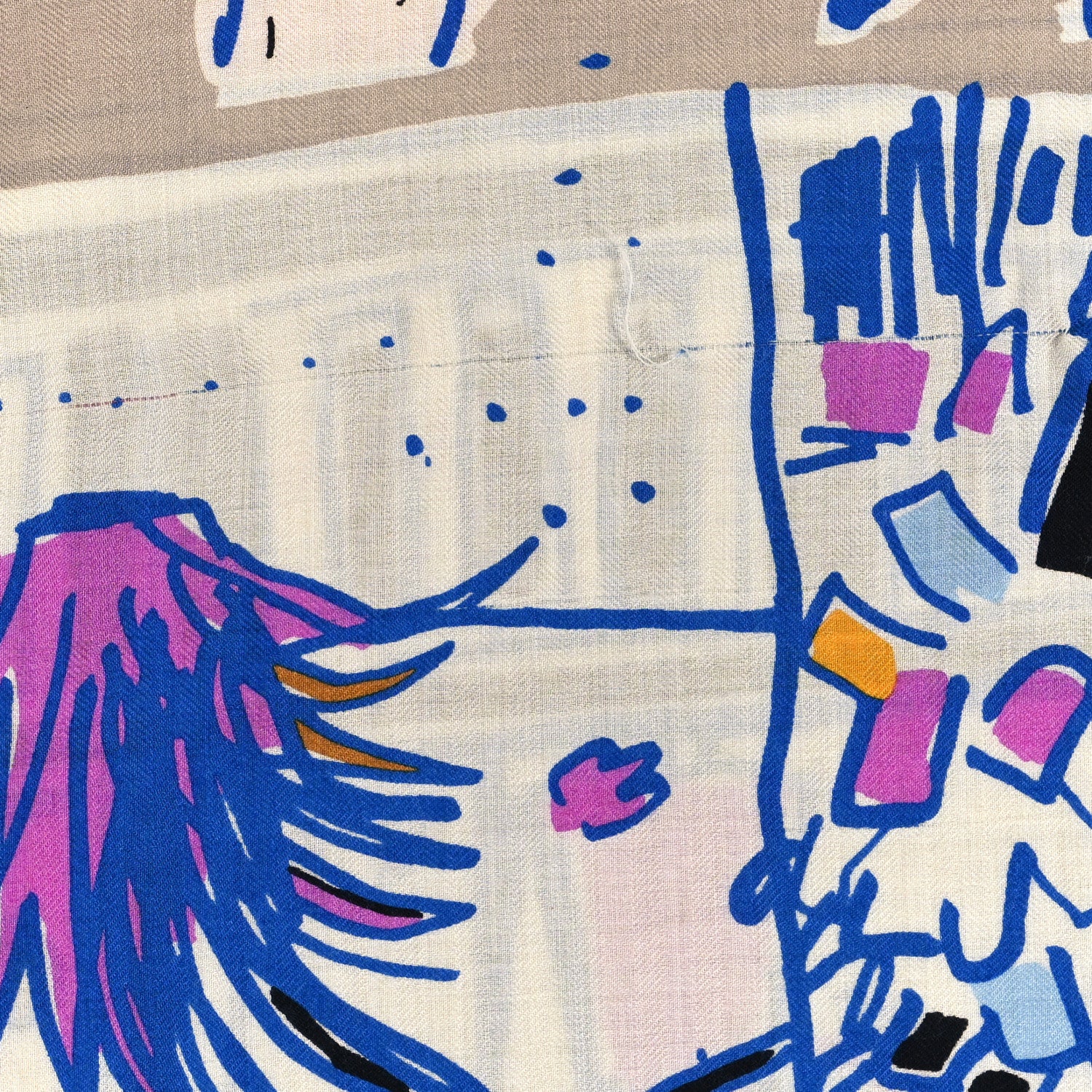 Hermes Cashmere Silk Rayures d'Ete Shawl 140 White Bleu Royal Multicolore 5 of 5