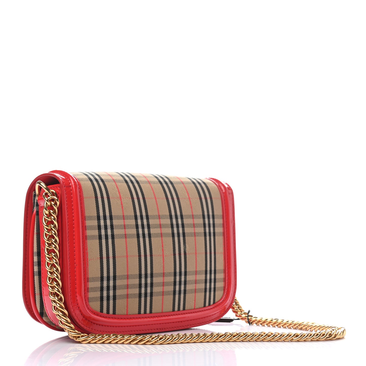 Patent 1983 Knight Check Link Shoulder Bag Bright Red