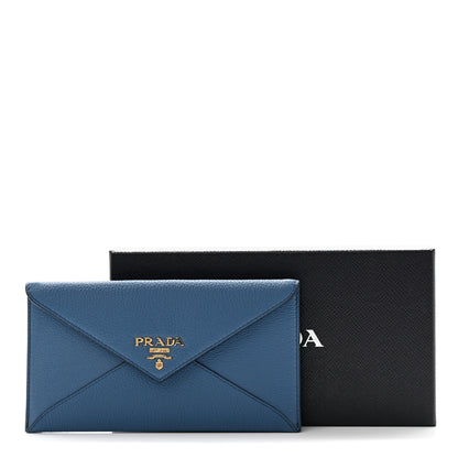Prada Vitello Grain Envelope Wallet Cobalto 15 of 15