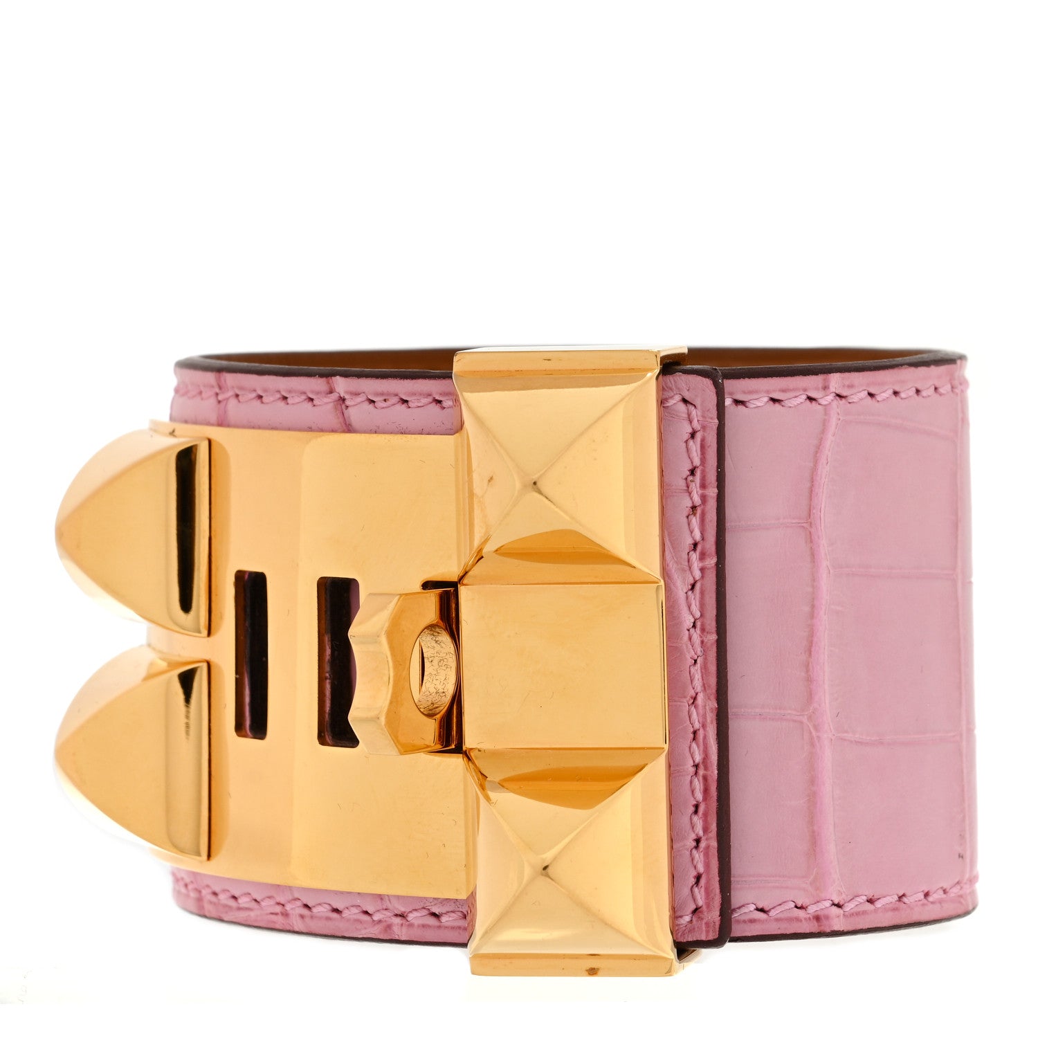 Hermes Matte Alligator Collier De Chien CDC Bracelet T1 5P Pink 3 of 6