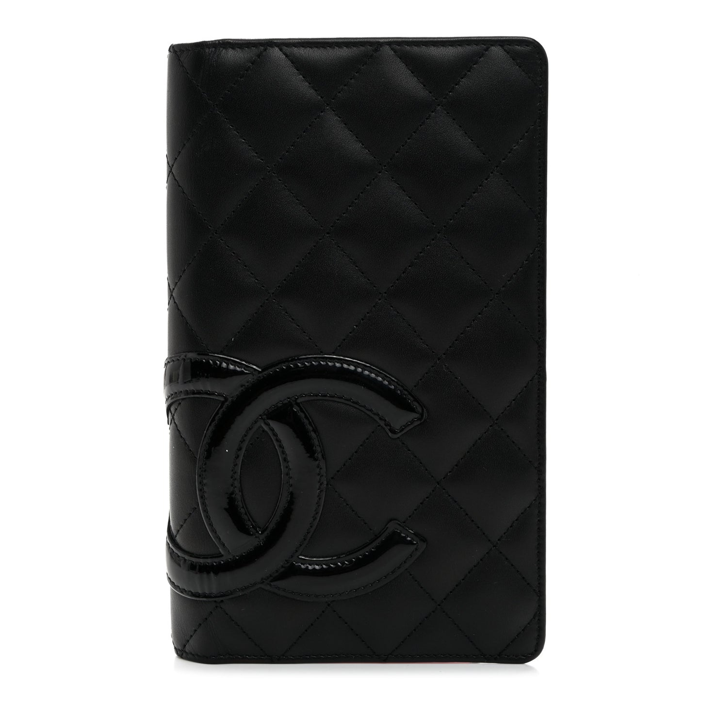 Calfskin Quilted Cambon Yen Wallet Black