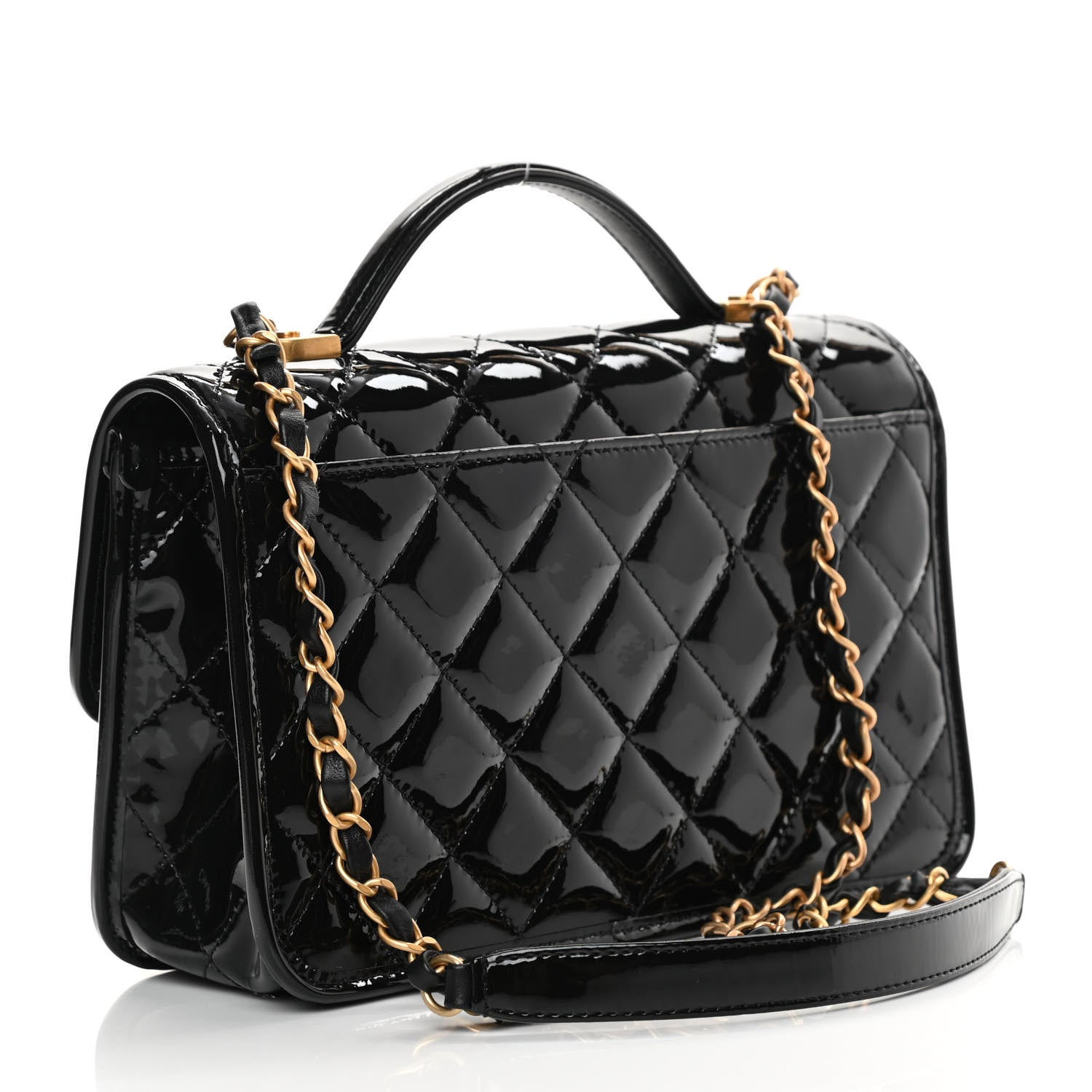 Chanel Patent Quilted Small School Memory Top Handle Flap Black 3 of 12