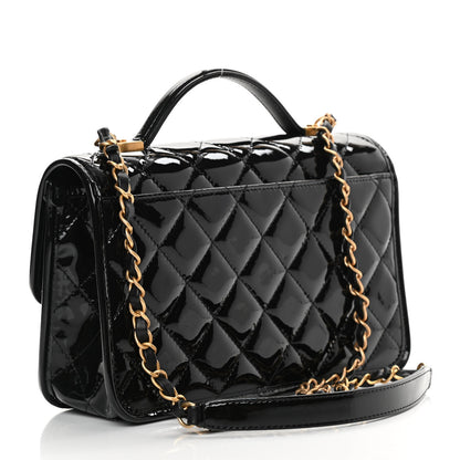 Chanel Patent Quilted Small School Memory Top Handle Flap Black 3 of 12