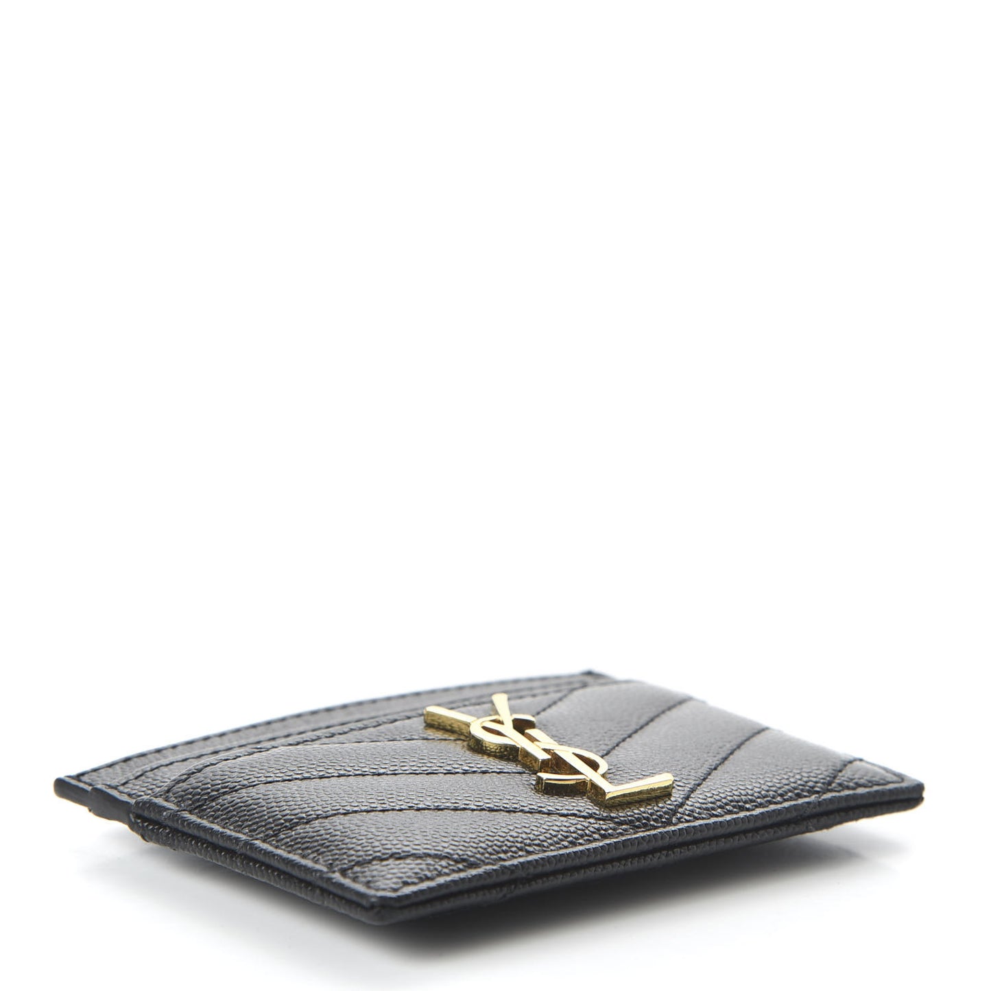 Grain De Poudre Matelasse Chevron Monogram Credit Card Case Black
